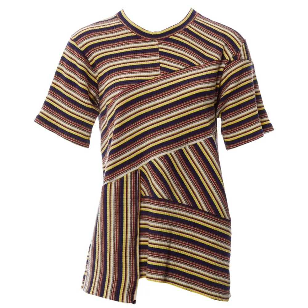 NWT Marques Almeida 7FAM Cotton Paneled Short Sleeve Shirt Small Colorful